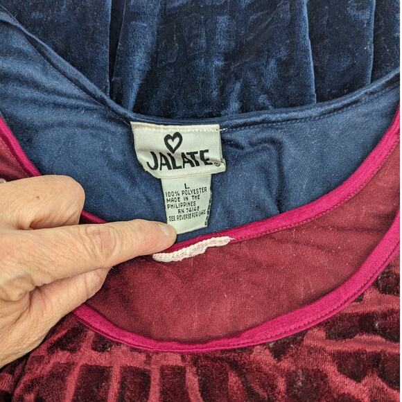 Vintage 1990s Lot 2 Glam Snakeskin Velour Burnout Damask MAXI DRESSES by JALATE - Picture 9 of 9